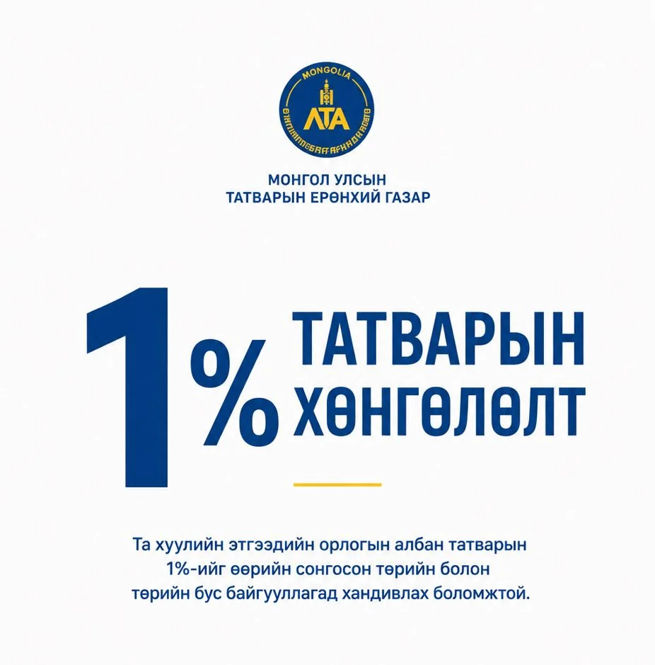Татварын 1%-ийн хөнгөлөлтөд хамрагдах боломж